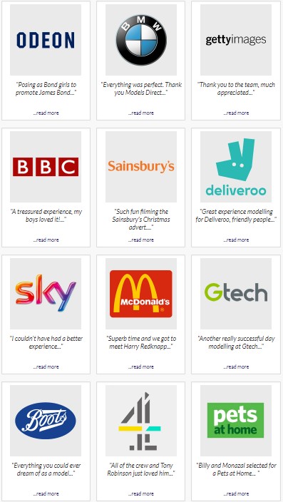 clients who have booked models with Models Direct